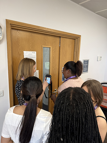 Environmental Health session, where students undertook a ‘hands hygiene’ exercise, swabbed items for bacteria and recorded noise levels outside.