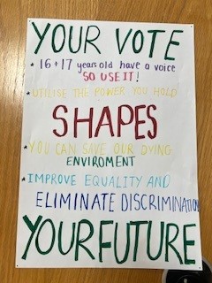 A poster designed by the students to engage younger people to vote